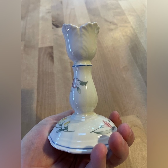 Villeroy & Boch Candlestick Riveria Collection 5” Pink Yellow Tulip Shaped White - Picture 12 of 16